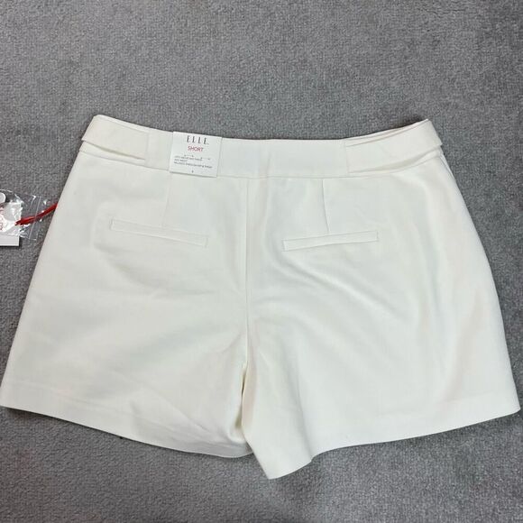 Elle Womens Size 6 Short Shorts White Flat Front Mid Waist Polished Pockets NWT - Picture 2 of 5